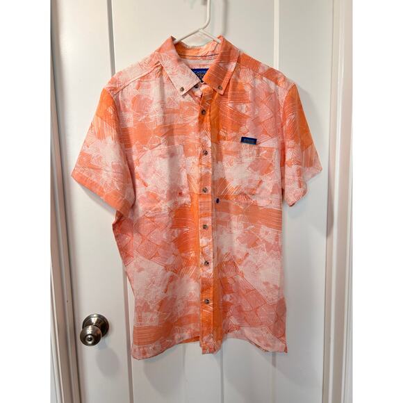 XCaster Outdoor Men's Fish Waves Bealls Button-Down Shirt Orange Size XXL - Picture 2 of 10